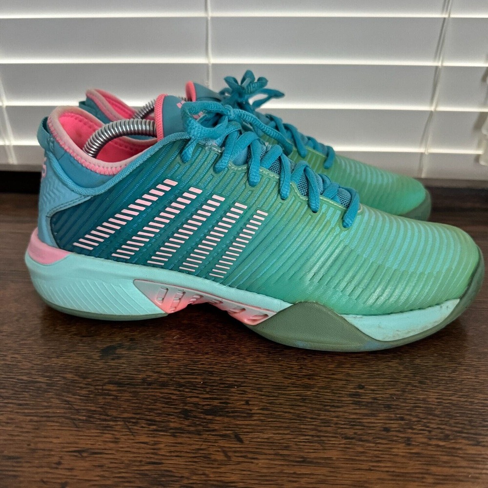 K-Swiss HyperCourt DuraWarap Tennis Shoes Sneakers Flex Green Pink Women Size 10